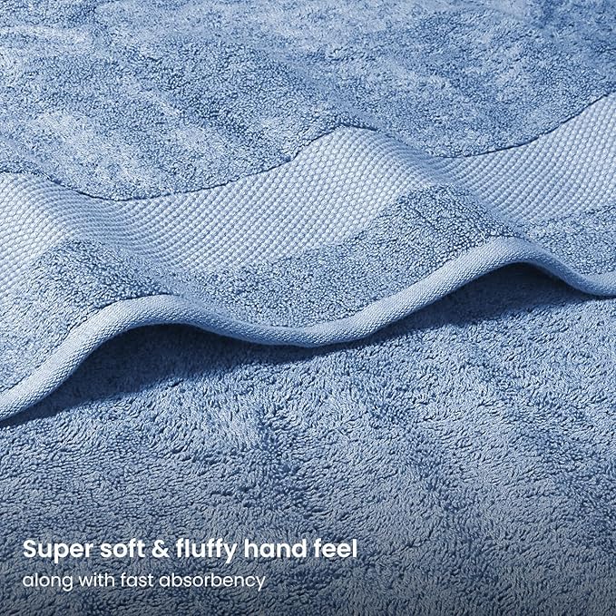 BIOWEAVES 100% Organic Cotton 700 GSM Plush Washcloths 13" x 13" GOTS Certified - Cerulean Blue, Pack of 12
