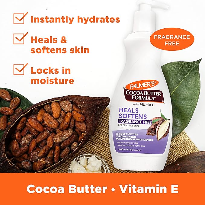 Palmer's Cocoa Butter Formula Fragrance Free Body Lotion, 13.5 Ounce (Pack of 2)
