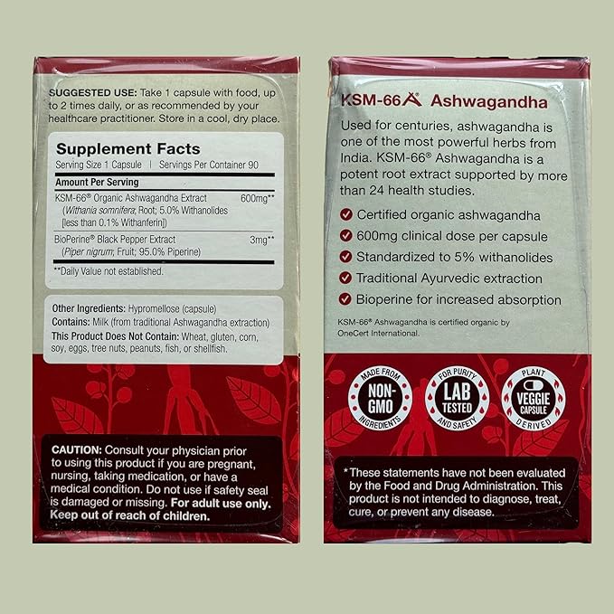 DailyNutra KSM-66 Ashwagandha 600mg Organic Root Extract - High Potency Supplement with 5% Withanolides | Supports Relaxation, Focus, & Energy (270 Capsules)