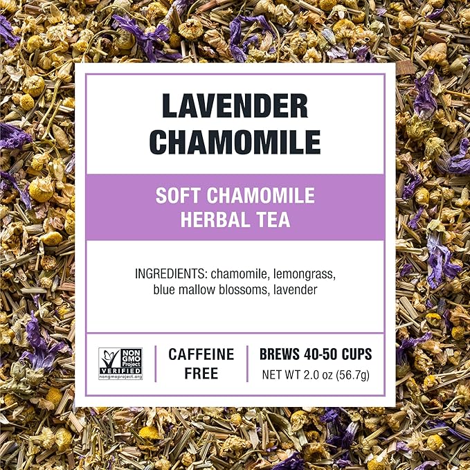 Tiesta Tea - Lavender Chamomile Herbal Tea, Loose Leaf, Calming Blend with Chamomile, Lavender, Lemongrass, Caffeine-Free Herbal, Great for Hot or Iced Brews, Refillable Tin, 50 Cups, 2 Ounce