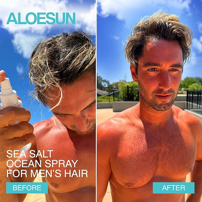 ALOESUN Organic Sea Salt Hair Spray - Texture & Volume Hairspray for Men & Women with Aloe Vera & Lavender - Styling Texturizing Volumizing Products for Wavy Curly & Fine Hair - Travel Size Bottle