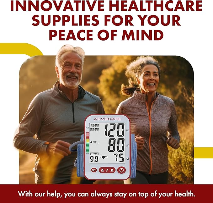 Digital High Blood Pressure Monitor for Home Use, Automatic Readings for Upper Arm Fit, Records Data for up to 2 Separate People, BP Cuff Machine Extra Large