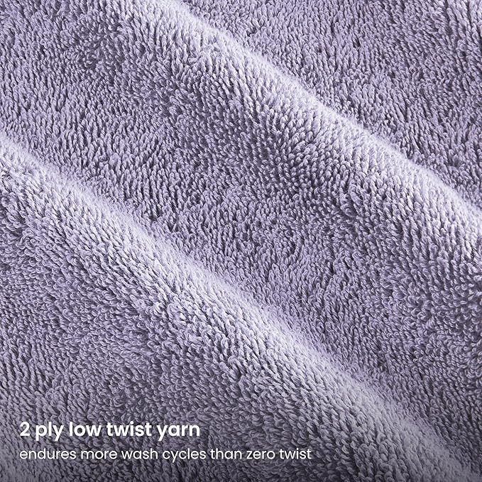 BIOWEAVES 100% Organic Cotton 700 GSM Plush Luxury Bath Towels for Bathroom 30" x 58" GOTS Certified - Lavender, Pack of 2