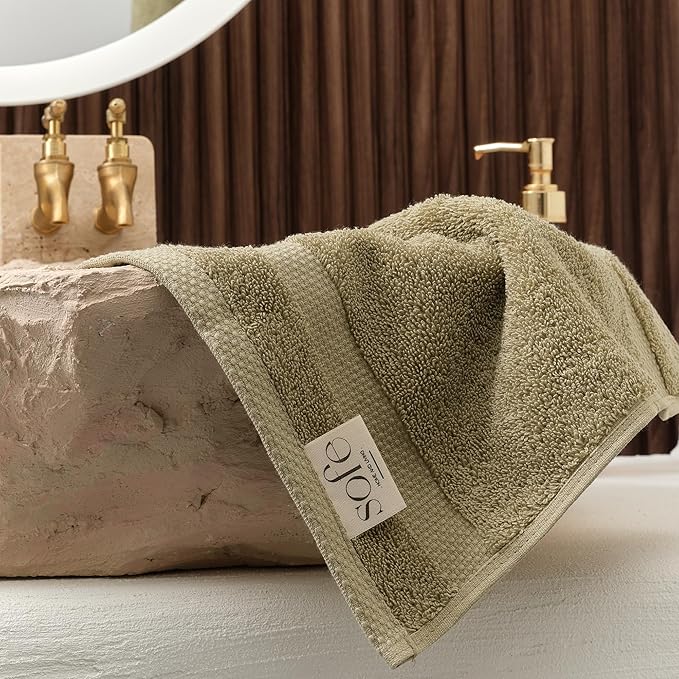 SOFE H&L | Olea Luxury Turkish Cotton Hand Towels Set of 4 Green | Premium, Soft, Durable, Absorbent | Hotel Quality Plush Towels and Thick Towel Sets