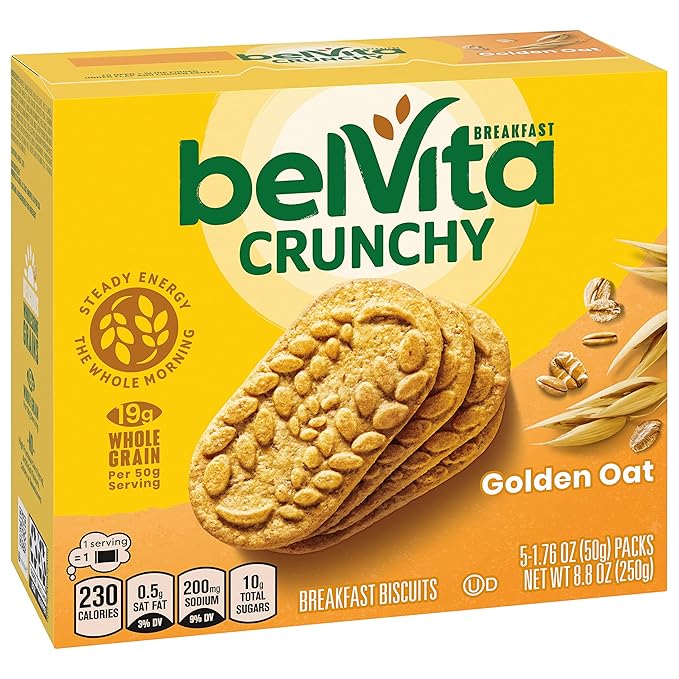 belVita Breakfast Bars Biscuits, Golden Oat, 30 Total Packs, 6 Boxes (4 Biscuits Per Pack)