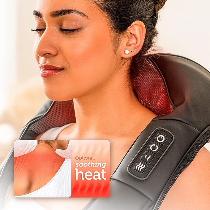 COMFIER Shiatsu Neck and Shoulder Massager,Gifts for Mom Dad,Deep Kneading Massage Pillow with Heat, Back Massager, Pillow Massage, Black