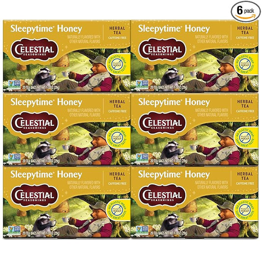 Celestial Seasonings Sleepytime Herbal Tea, Honey, Caffeine Free Sleep Tea, 20 Tea Bags Per Box (Pack of 6)