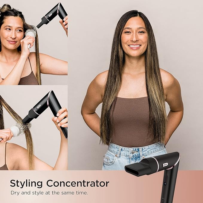 Shark Hair Dryer | FlexStyle Hair Styling System | Portable & Powerful Blow Dryer Brush | Hair Curler & Volumizer | 6 Styling Tools Included | Best for All Hair Types | Black | HD440BK