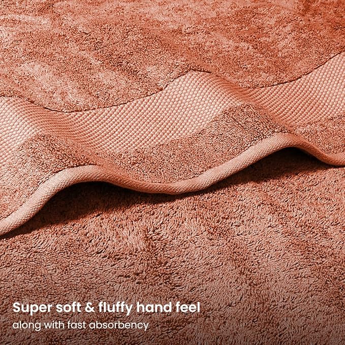 BIOWEAVES 100% Organic Cotton 700 GSM Luxury Bath Towels for Bathroom 30" x 58" GOTS Certified - Burnt Orange, Pack of 2
