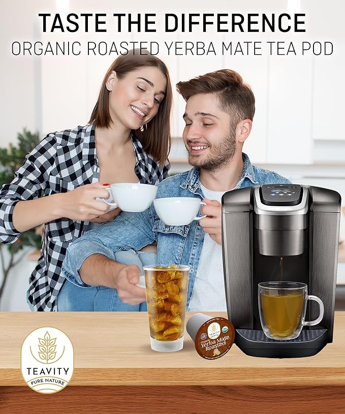Organic Yerba Roasted Mate Tea Pods for Keurig by Teavity (12 Tea Pods)
