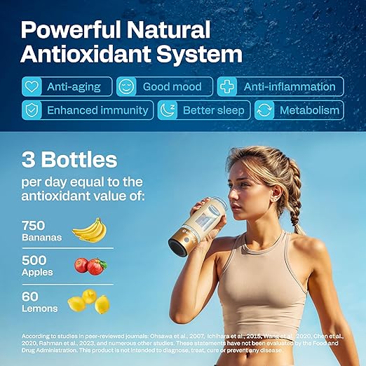 Hydrogen Water Bottle | Large 16.2 oz (480 ml) Hydrogen Water Bottle Generator 3000 ppb | Hydrogenator Machine | SPE/PEM Hydrogenated Ionizer Generator(Golden w/Beige)