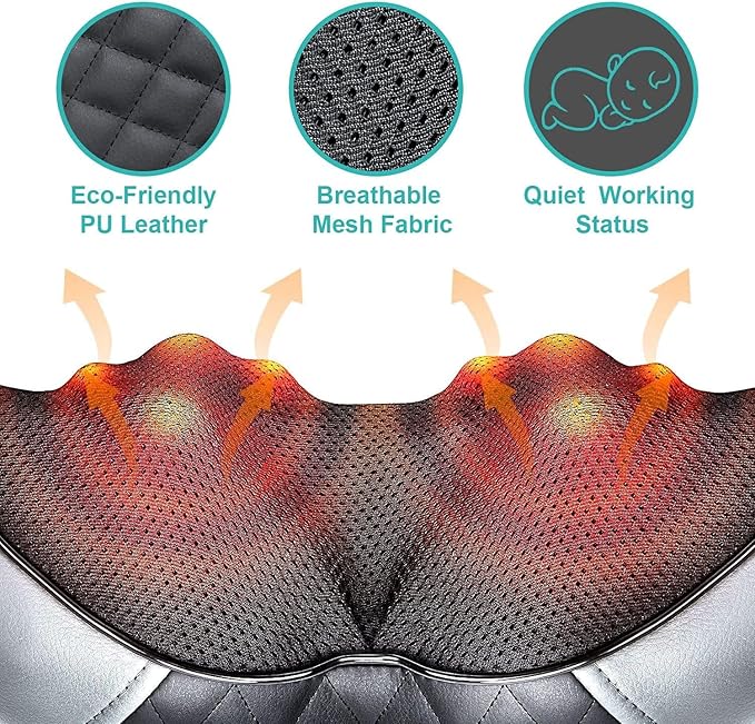 Medcursor Neck Massager, Portable Electric Shiatsu Back Massage Device with Heat, Deep Tissue 3D Kneading Pillow for Muscle Pain Relief (No Battery)