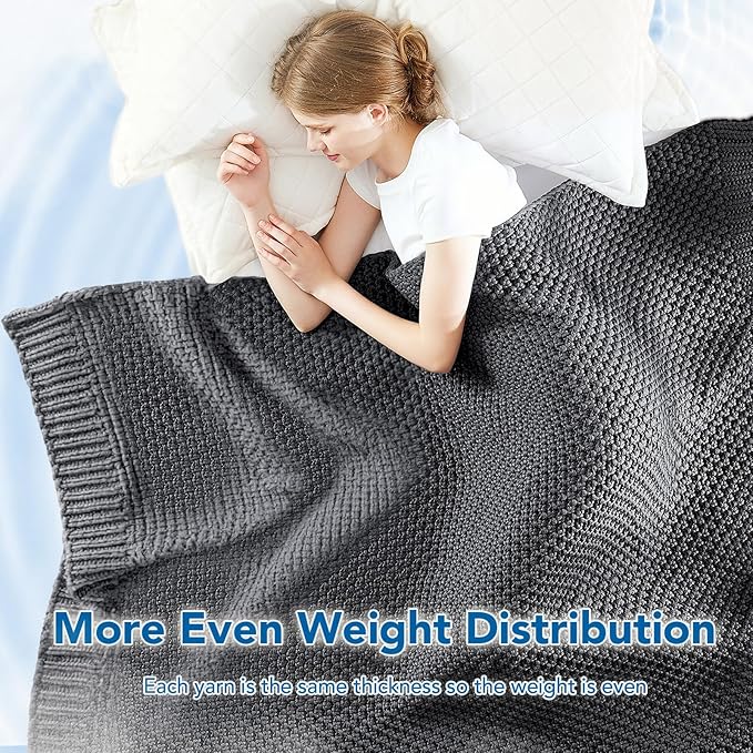 Topcee Knitted Weighted Blanket - 48"x72" 15lbs Cooling Chunky Knit Heavy Blanket for Adults Cable Yarn Knit Decorative No Beads Soft, Cozy and Cooling Weighted Throw Blankets Machine Washable