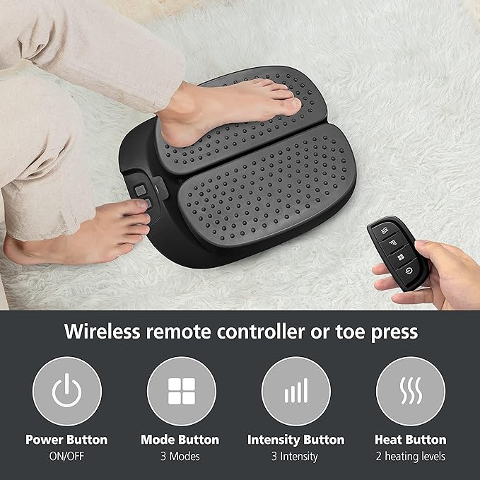 Snailax Foot Massager Machine with Heat,Remote Control, Adjustable Vibration Feet Massager Machine Increased Blood Circulation,Plantar Fasciitis, Stress (Black)