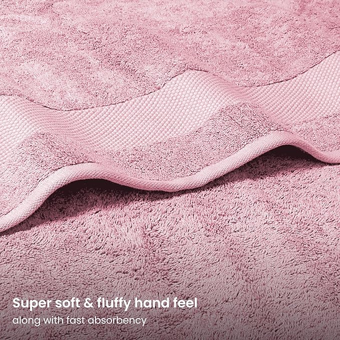 BIOWEAVES 100% Organic Cotton Bath Sheet Set of 2 | Soft Oversized Bath Towels | 700 GSM Premium Bath Towel Sheet Set GOTS Certified - Dusty Pink
