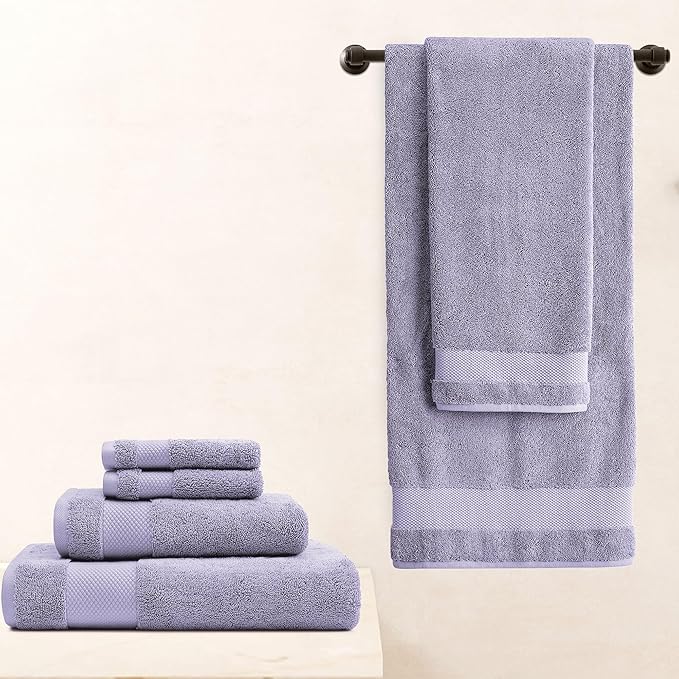 BIOWEAVES 100% Organic Cotton 700 GSM Plush Luxury Bath Towels for Bathroom 30" x 58" GOTS Certified - Lavender, Pack of 2