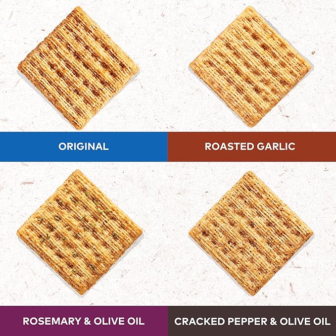 Triscuit Whole Grain Wheat Crackers 4 Flavor Variety Pack, Lunch Snacks, Bulk Snack Crackers, 4 Boxes