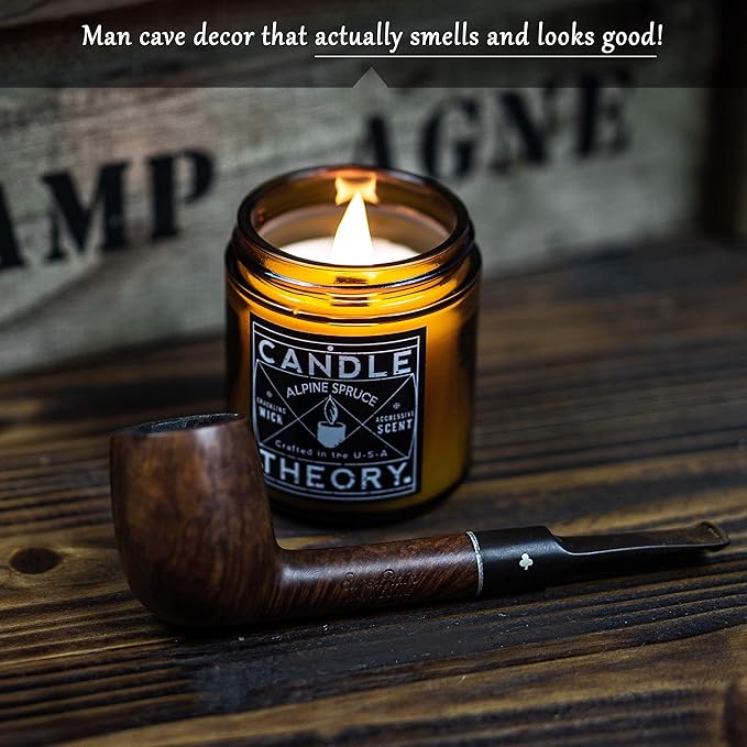 Scented Candle Gift Set with Crackling Wood Wicks 3, 4oz Candles, Misty Falls, Alpine Spruce, Spring Meadow - Designed for Both Men Women, Man Cave Decor Wood Wicks Candle Candles for Home
