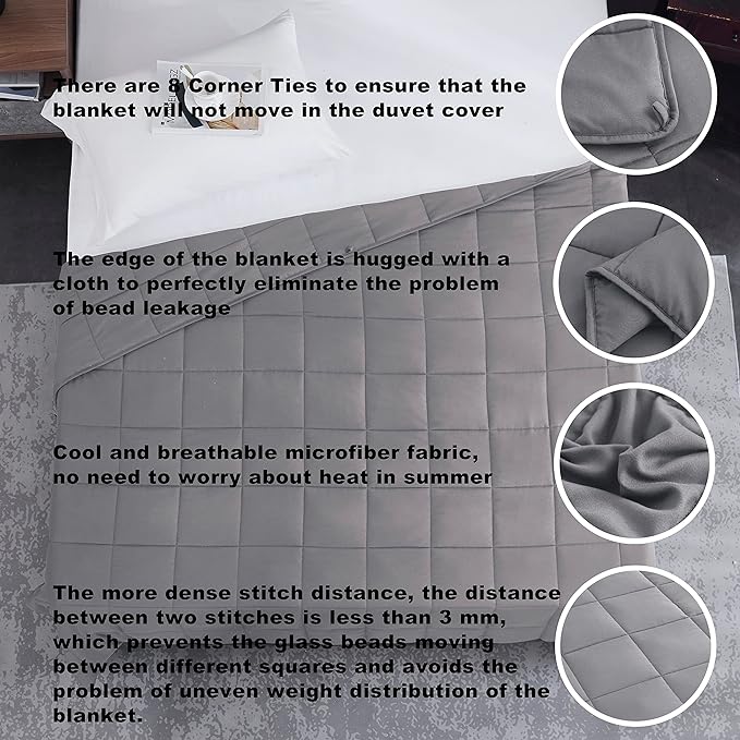 L'AGRATY Weighted Blanket Kids- 40"x60" 10lbs Cooling Breathable Microfiber Material with Glass Beads Small Blanket for All-Season Summer Fall Winter Soft Thick Comfort