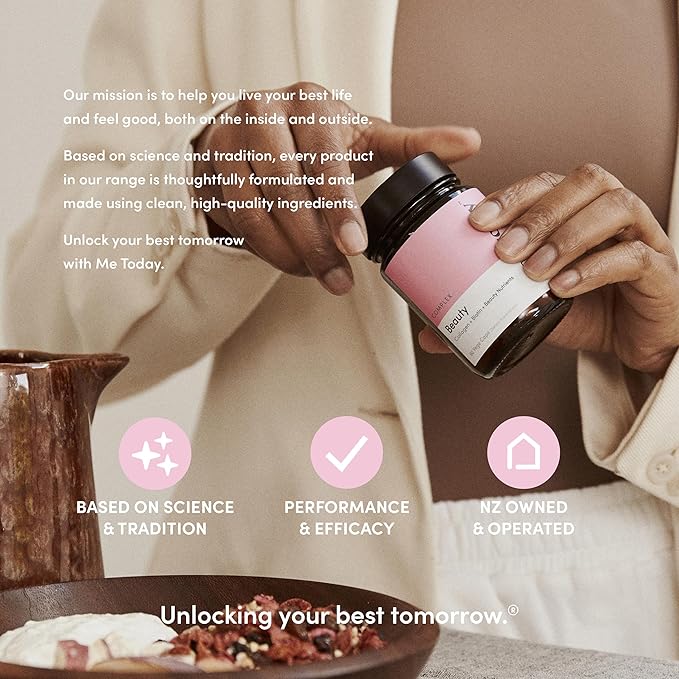 me today Beauty Supplement Hair, Skin and Nails, Vitamins for Women and Men – with Biotin, Collagen, Vitamin C, and Zinc for Stronger Hair, Glowing Skin & Healthy Nails,60 Servings