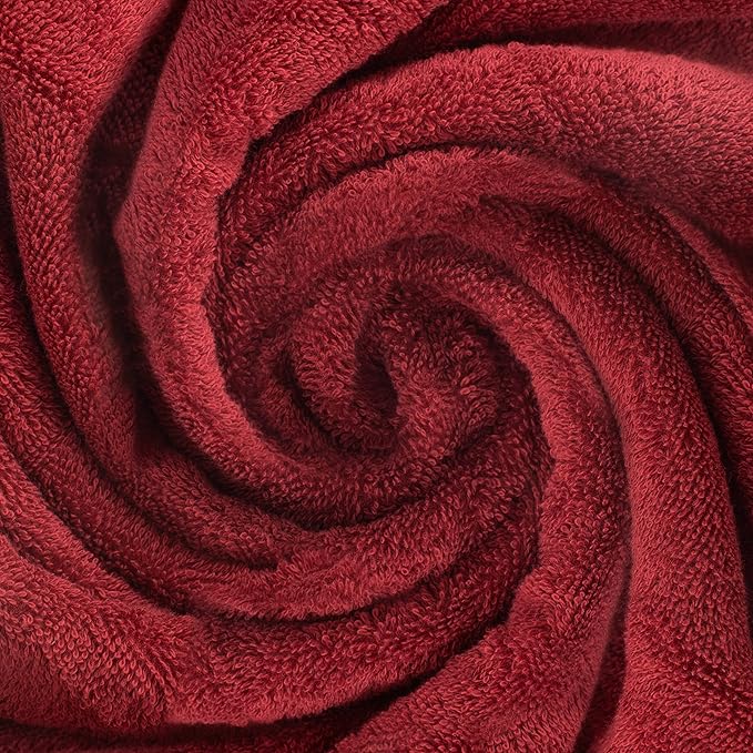 HOMELOVER 4 Piece Luxury Bath Towel Set - 100% Organic Cotton, 500 GSM, Hotel Quality, Highly Absorbent, Soft & Quick Drying Bathroom Towels for Showering, Washing & Guests (Berry Red)