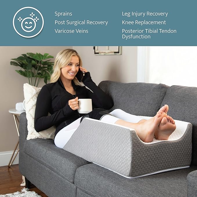 Kolbs Double Leg Elevation Pillow | Post Surgery Leg Pillow | Stylish Chic Jacquard Cover