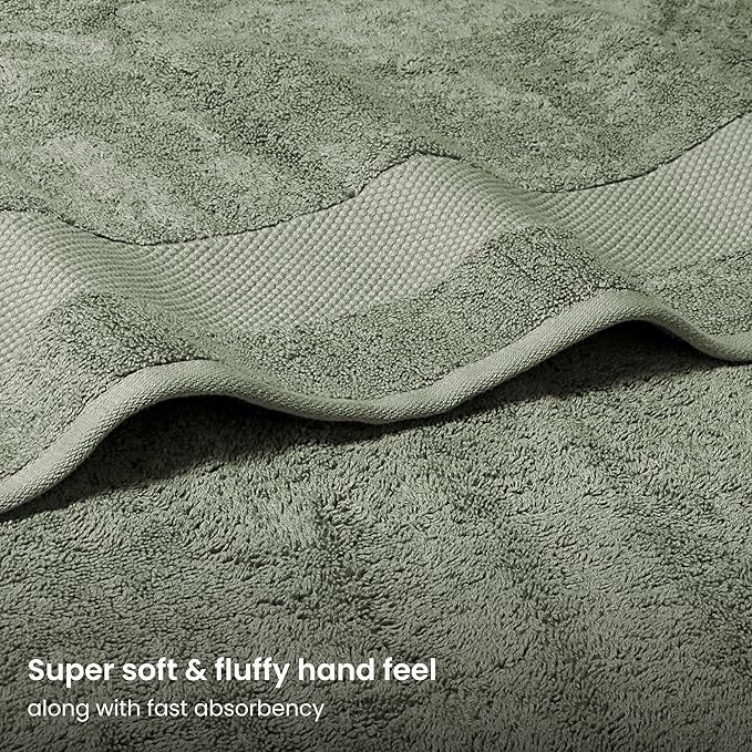BIOWEAVES 100% Organic Cotton Bath Sheet Set of 2 | Soft Oversized Bath Towels | 700 GSM Premium Bath Towel Sheet Set GOTS Certified - Sage