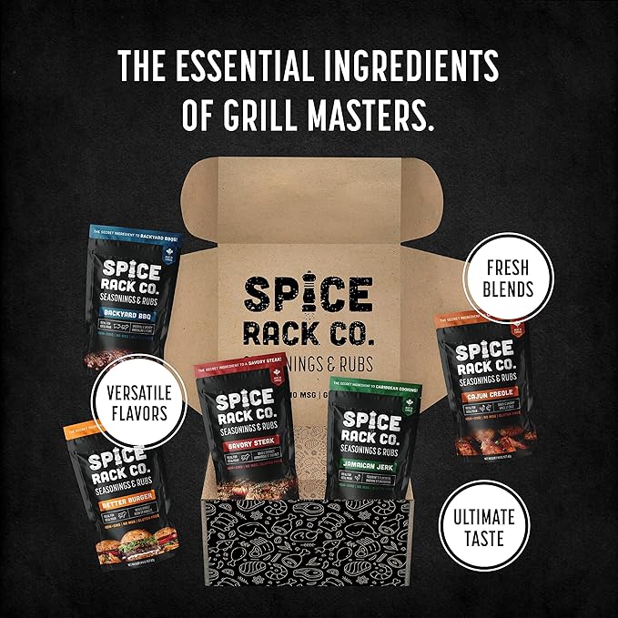 Spice Rack Co BBQ Seasonings And Rubs - Smoking & Grilling Spices and Seasonings Sets, BBQ Accessories & Smoker Accessories Gifts For Men, Unique Grilling Gifts For Men Who Have Everything (5pk)