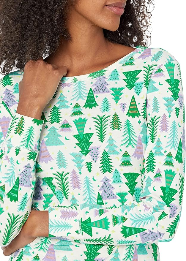 Amazon Essentials Womens Snug-Fit Cotton Sleepwear Pajama Set (Available in Plus Size)