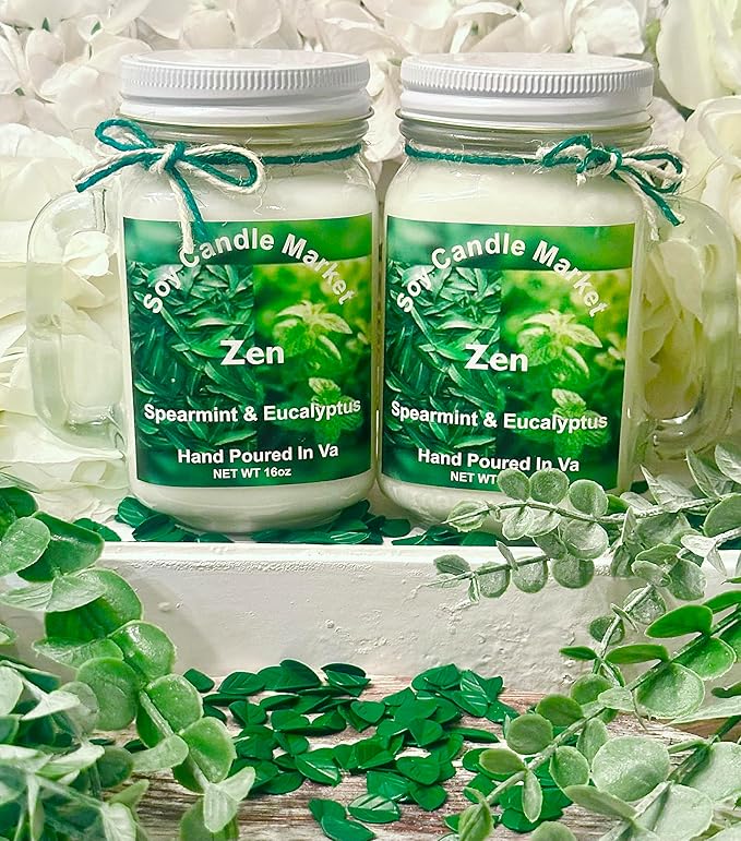 Soy Scented Candles | Handmade & Highly Aromatic Candles Burns Upto 85 Hours in Glass Jar - Perfect for Home Decor, Wedding, Birthday, Dinner (Zen, 12 oz)