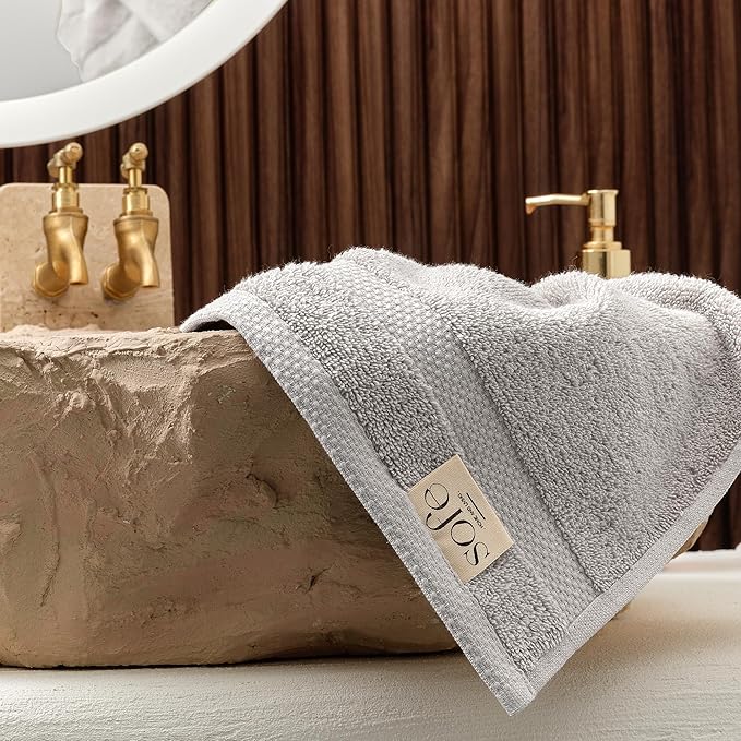 SOFE H&L | Olea Luxury Turkish Cotton Bath Towels Set of 3 : 1 Bath Towel, 1 Hand Towel, 1 Wash Cloths, Cool Gray |Thick, Premium, Soft, Durable, Absorbent - Hotel Quality Towel Sets for Bathroom