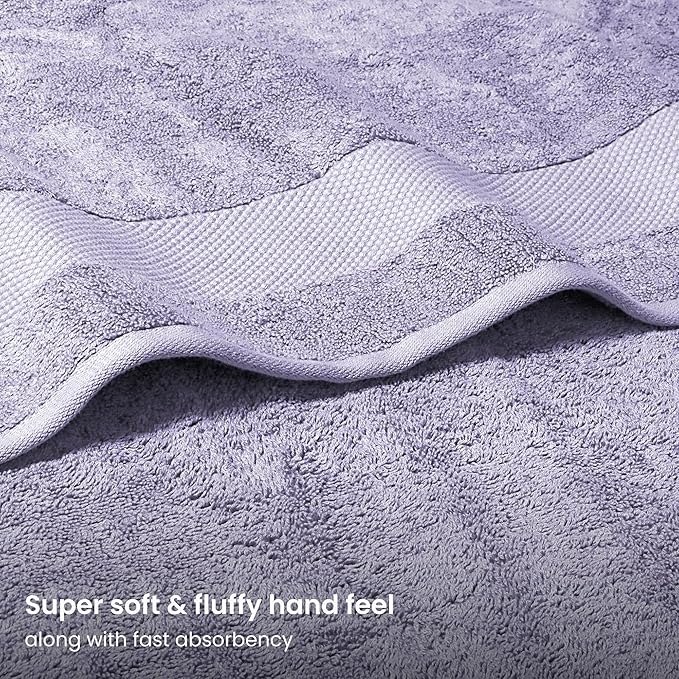 BIOWEAVES 100% Organic Cotton Bath Sheet Set of 2 | Soft Oversized Bath Towels | 700 GSM Premium Bath Towel Sheet Set GOTS Certified - Lavender