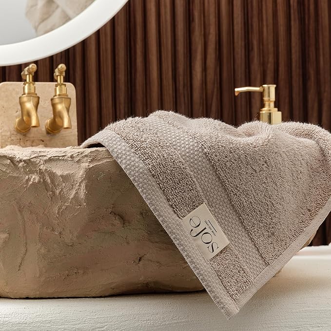 SOFE H&L | Olea Luxury Turkish Cotton Bath Towel Set of 1 : 1 Jumbo Bath Towel - Sand | Premium, Soft, Durable, Absorbent | XL Bath Towels Oversized