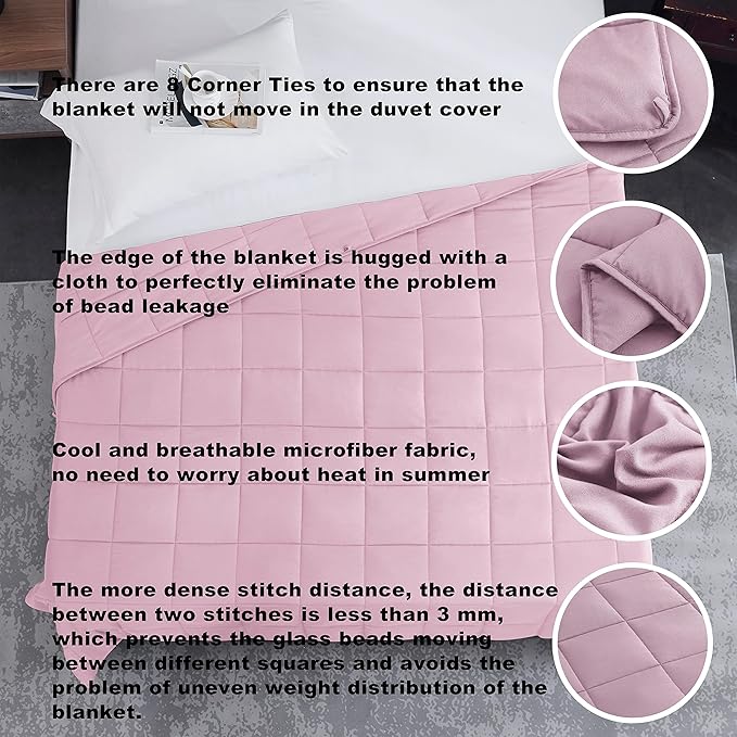 L'AGRATY Weighted Blanket - 36"x48" 5lbs Cooling Breathable Microfiber Material with Glass Beads Small Blanket All-Season Summer Fall Winter Soft Thick Comfort
