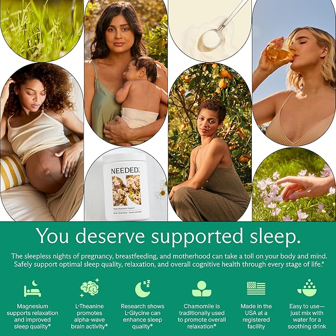 Needed. Sleep and Relaxation Support - Chamomile Powder for Relaxation and Magnesium Powder for Sleep Support, Safe and Effective Nutrients & Botanical Blend for Calm Sleep Supplement - 30-Day Supply
