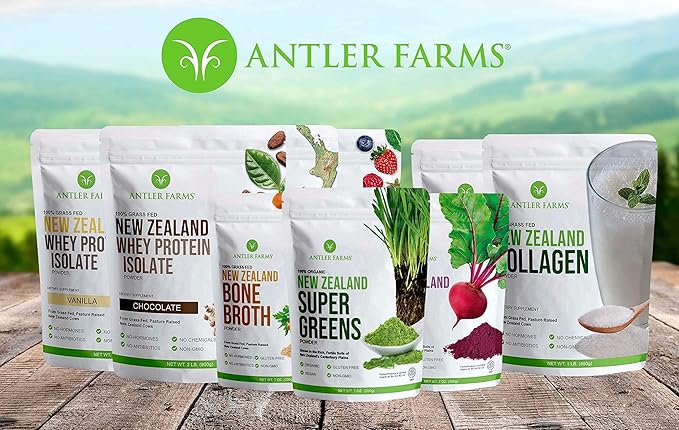 Antler Farms - 100% Grass Fed New Zealand Whey Protein Isolate Bundle, 2 lbs - Pure and Clean, 7 Ingredients, Cold Processed