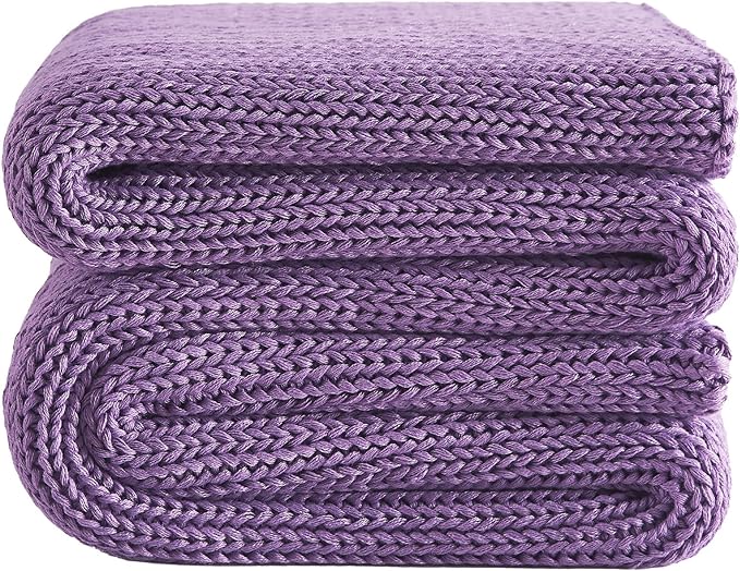 L'AGRATY Knitted Weighted Blanket - 50"x60" 10lbs Cooling Chunky Knit Heavy Blanket for Adults Braided Crochet Throw Thick Cable Yarn Knit Decorative No Beads Evenly Weighted Machine Washable