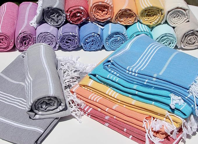 Turkish Beach Towel 100% Organic Cotton Extra Large Oversized (39 x 71 Inches) Quick Dry Sand Free Light Weight Prewashed for Bath Beach Gym Yoga Travel Towel Blanket (Charcoal)