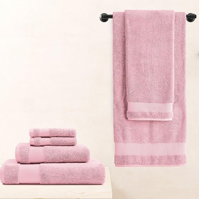 BIOWEAVES 100% Organic Cotton Bath Sheet Set of 2 | Soft Oversized Bath Towels | 700 GSM Premium Bath Towel Sheet Set GOTS Certified - Dusty Pink