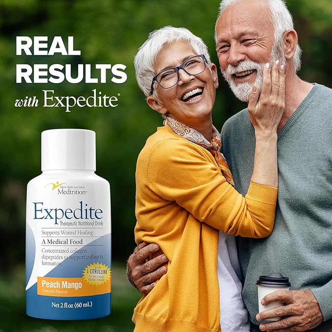 Medtrition Expedite Liquid Collagen, Peach Mango, 2 Fl Oz, Pack of 24 - Nutrition Support for General, Orthopedic & Cosmetic Surgery Recovery