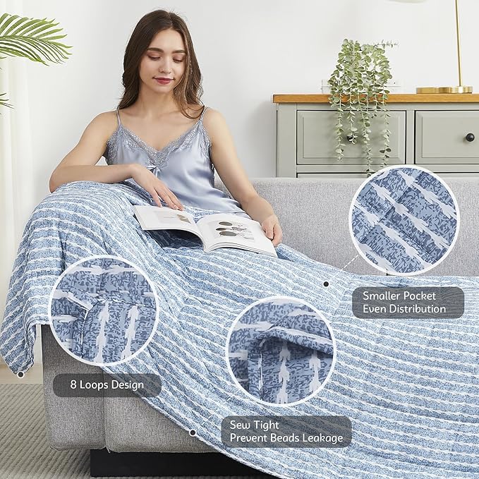 L'AGRATY Weighted Blanket - 60"x80" 20lbs Cooling Breathable Heavy Blanket Microfiber Material with Glass Beads for Adult All-Season Summer Fall Winter Soft Thick Comfort