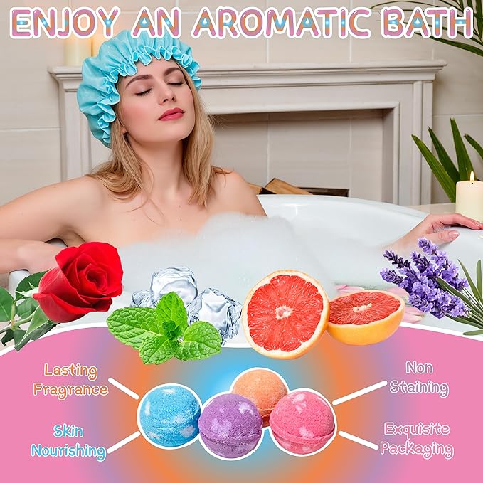 Bath Bombs for Women Gift Set,Handmade SPA Bubble Bath for Relaxing,Gift for Her/Him, Women, Girls, Wife, Mother,Lavender and Grapefruit Fragrance(2pack)