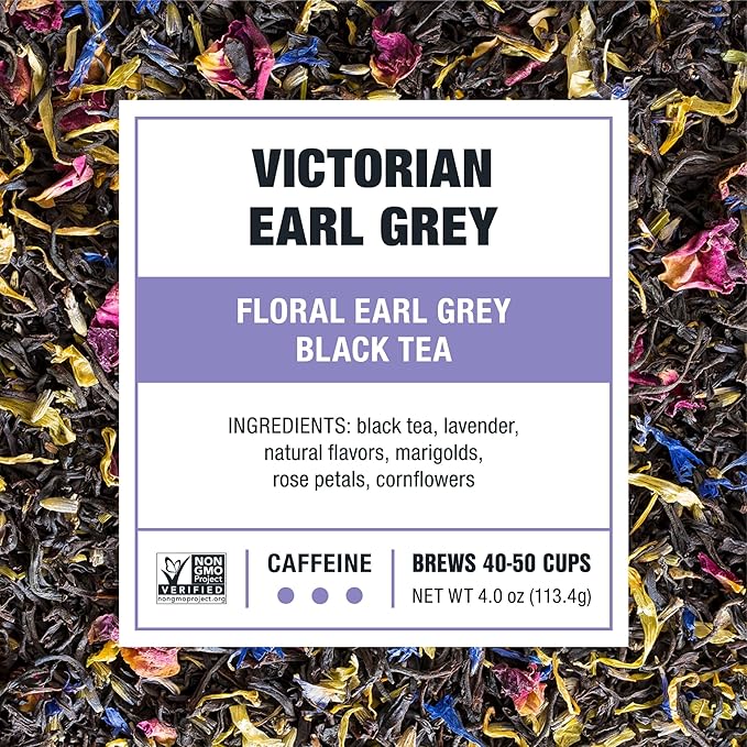 Tiesta Tea - Victorian Earl Grey, Loose Leaf, Floral Earl Grey Black Tea, Premium High Caffeinated Black Drink, Make Hot or Iced, Brews Up to 50 Cups, 4oz Refillable Tin