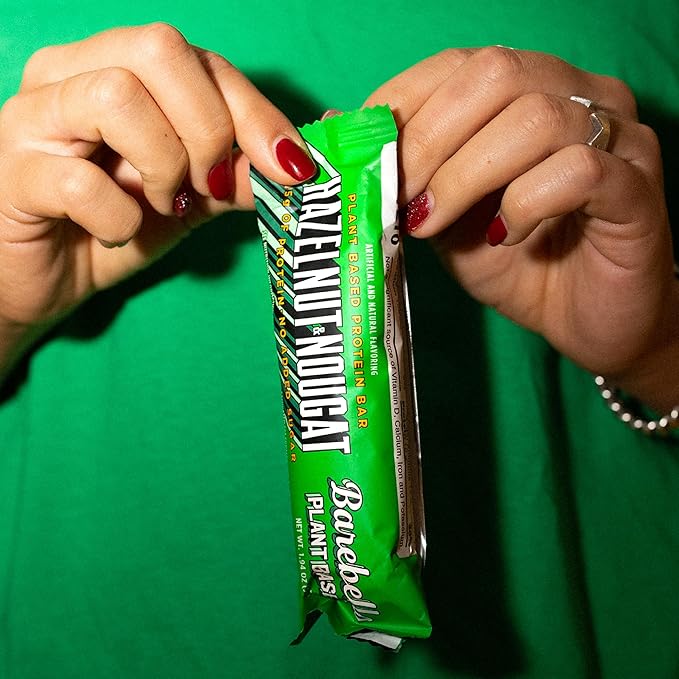 Barebells Vegan Protein Bars Hazelnut & Nougat - 12 Count, 1.9oz Bars - Features Plant Based Protein Bar with 15g of Protein - Chocolate Protein Snacks with Only 1g of Total Sugars - Ideal for