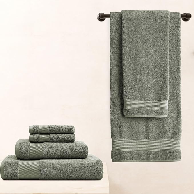 BIOWEAVES 100% Organic Cotton Bath Sheet Set of 2 | Soft Oversized Bath Towels | 700 GSM Premium Bath Towel Sheet Set GOTS Certified - Sage