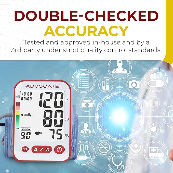 Digital High Blood Pressure Monitor for Home Use, Automatic Readings for Upper Arm Fit, Records Data for up to 2 Separate People, BP Cuff Machine Extra Large
