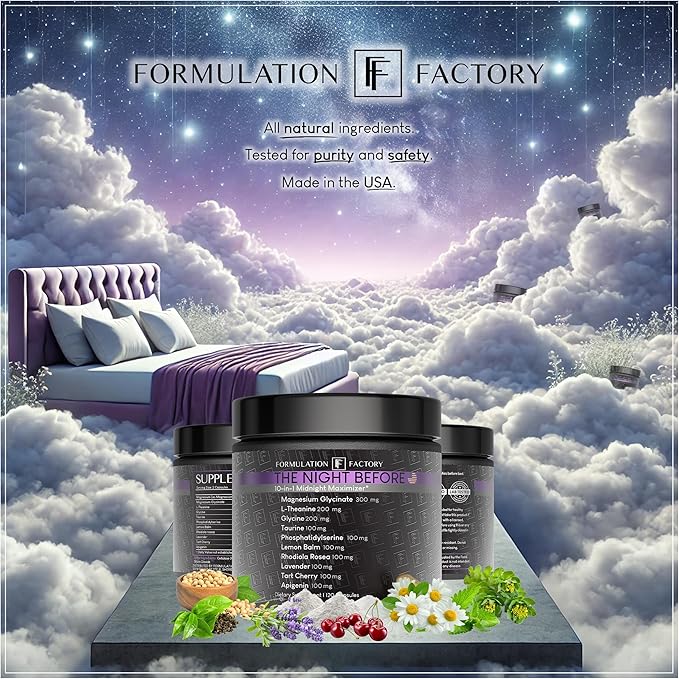 Formulation Factory The Night Before 10-in-1 Midnight Maximizer Sleep Supplement, Magnesium Glycinate, L-Theanine & More, Stress Relief, Relaxation, Focus (6 Month Supply, 360 Capsules)