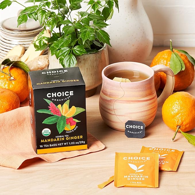 Choice Organic Teas Mandarin Ginger Tea - Organic Herbal Tea - 48 Tea Bags (Pack of 3)