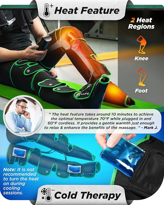 Lunix LX10 Full Leg Massager for Circulation, Compression Boots for Circulation, Leg Recovery Compression System, Pain Relief for Legs and Feet, Green