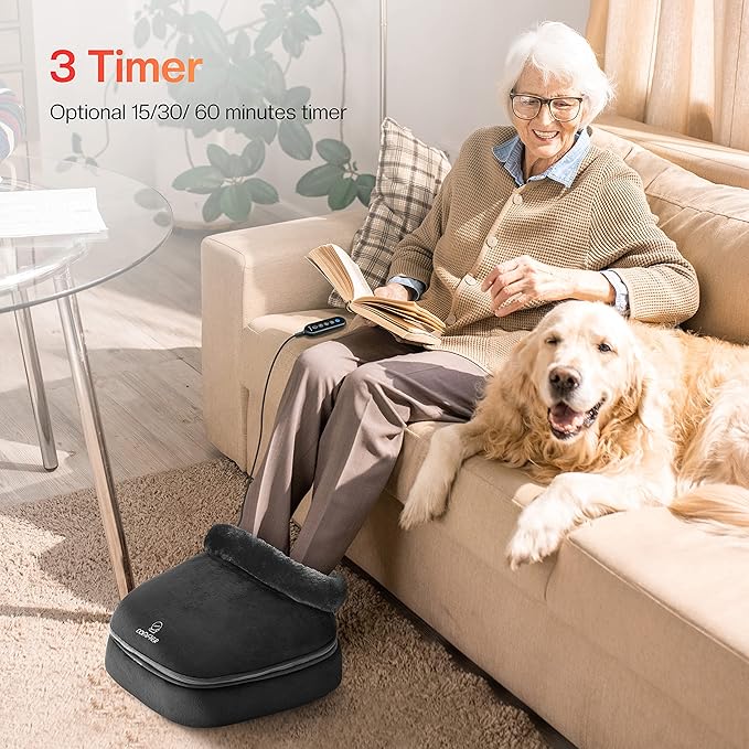 COMFIER Foot Massager with Heat, Electric Foot Warmer,Gifts for Women,Men, Shiatsu Feet Massager Machine for Plantar Fasciitis,Neuropathy, 2-in-1 Foot & Back Massager, Foot Heater